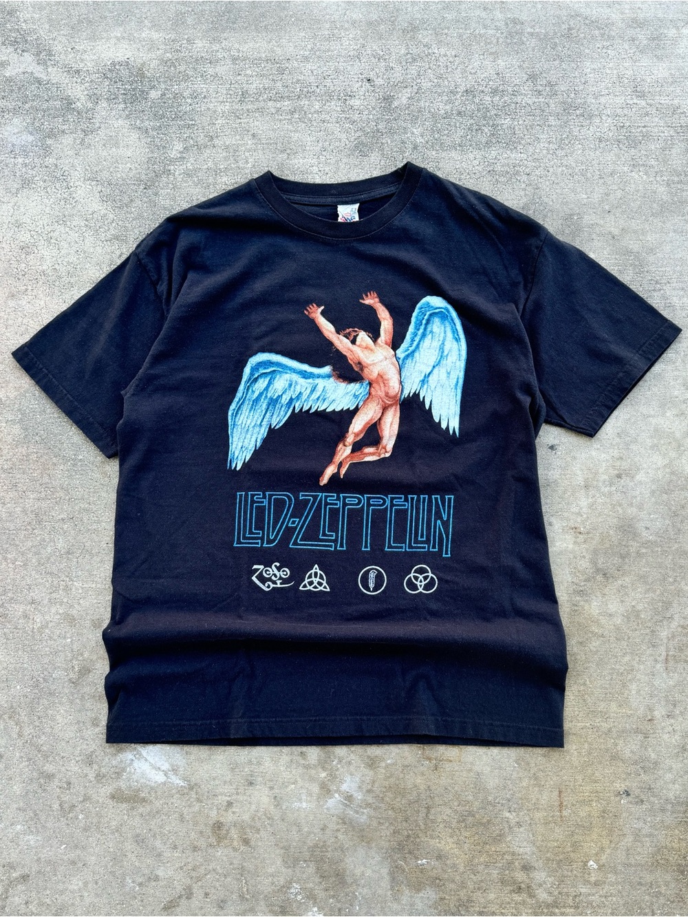 Led Zeppelin Black Graphic Tee with Blue Angel Artwork